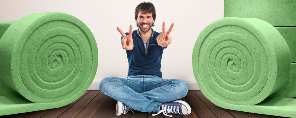 man giving a thumbs up to polyester rolls
