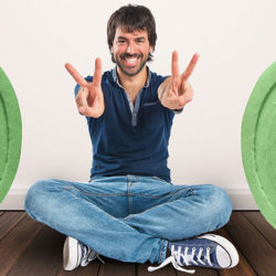 man giving a thumbs up to polyester rolls